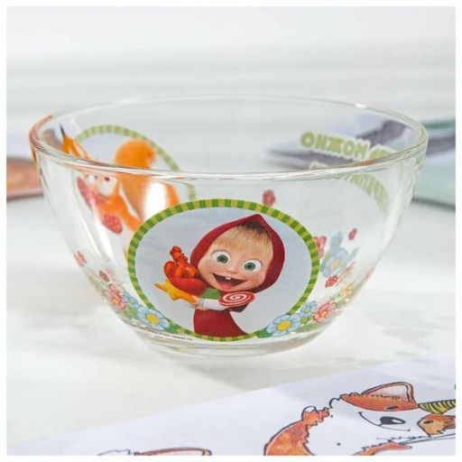 Набор Маша и Медведь. Добрый день 3 пр.: круж 250 мл, сал. 13 см, тар. 19,5 см в под.уп. ММН3-1 /МФК/  фото 11