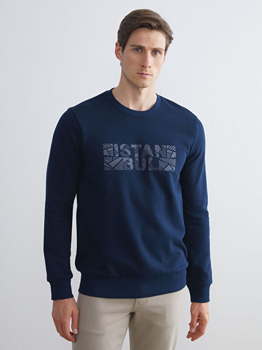 Bisiklet Yaka Uzun Kollu Sweatshirt