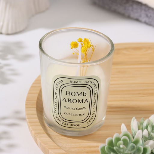Свеча ароматическая в стакане "Sweet Love", белый чай, цветы МИКС, 5,5х6,5 см
