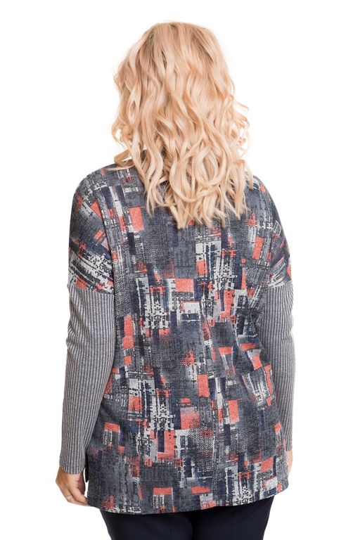 Пуловер 724 серый-коралл - Novita фото 3