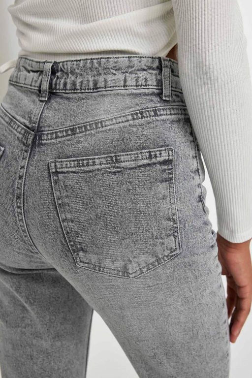 Джинсовые брюки прямого кроя прямого кроя с высокой талией и длинными штанинами Mary Vintage - Defacto фото 6