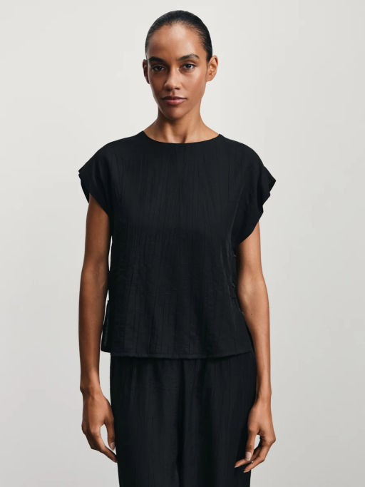 Блузка со спущенным рукавом и декоративными пуговицами / Zarina  фото 3