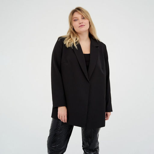 Пиджак женский с поясом MIST plus-size, размер 54, цвет чёрный