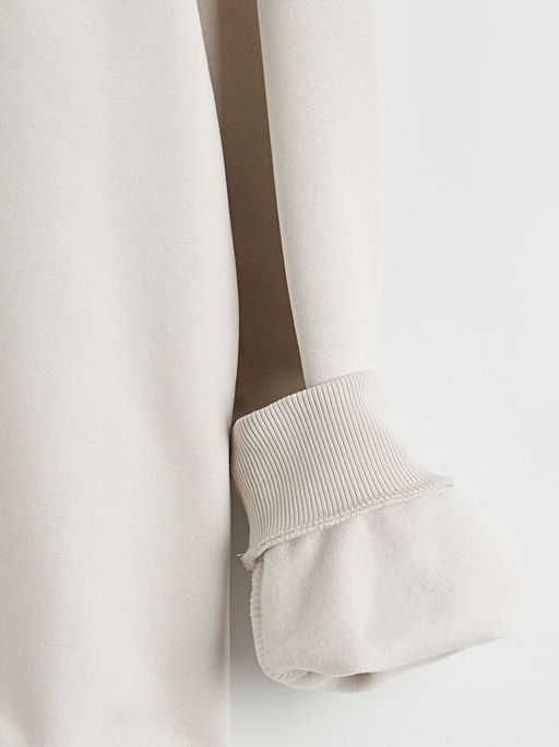 Bisiklet Yaka Bask?l? Erkek Kal?n Sweatshirt