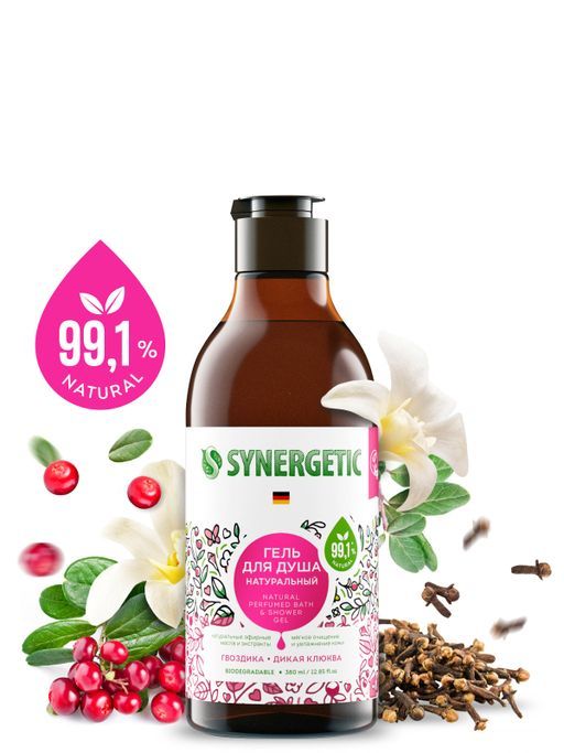 Гель для душа Гвоздика и дикая клюква, 380мл - Synergetic фото 2