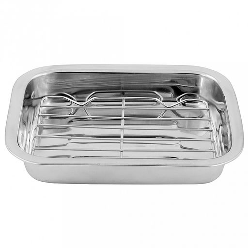 Форма гриль 37х28см, s0,4мм, сталь, с решеткой, прямоугольная (Китай)