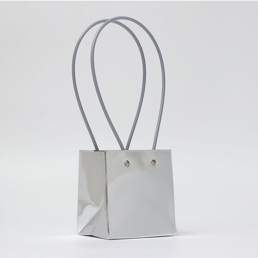 Цена за 10 шт. Сумка для цветов серебро, металлизированная, влагостойкая, 13?12?12 см - UPAK LAND фото 2