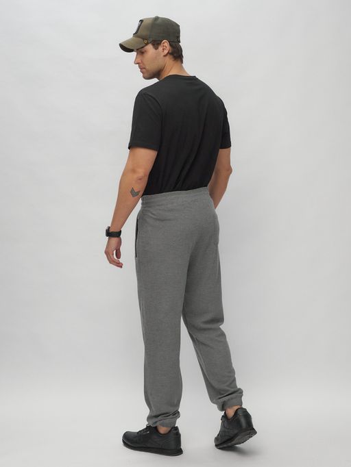 Брюки джоггеры спортивные трикотажные мужские серого цвета 001Sr