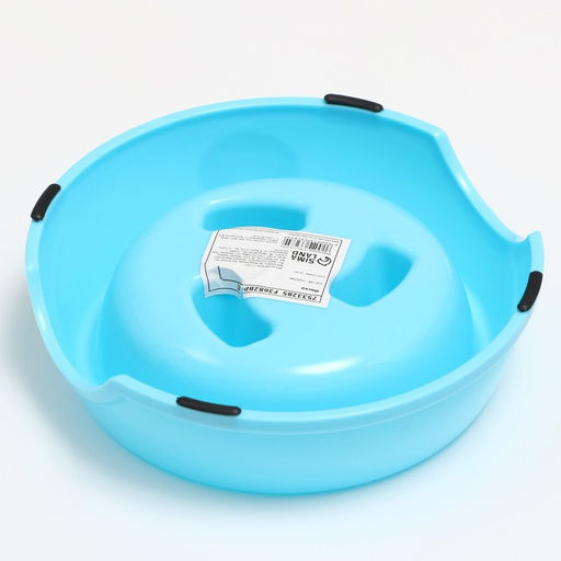 Миска пластиковая медленное кормление18×18.5×5.5 см, голубая