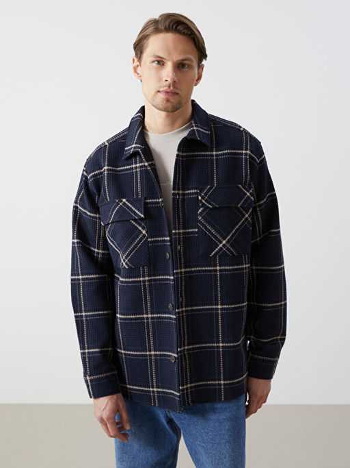 Regular Fit Uzun Kollu Ekose Erkek G?mlek Ceket