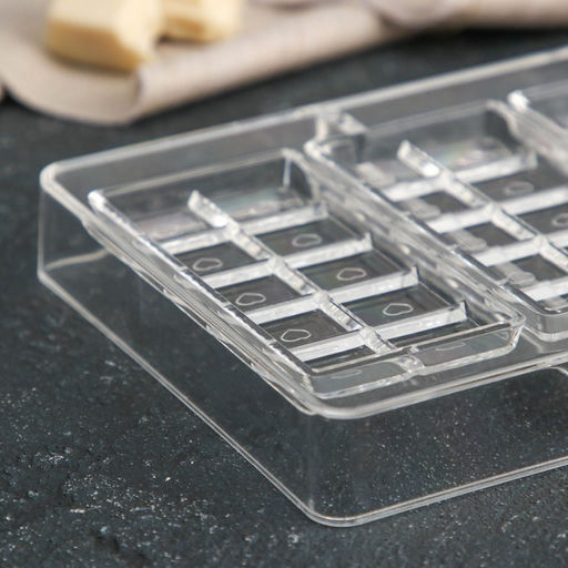 Форма для шоколада Плитки с сердцами, 20?12?2.5 см, 4 ячейки 8.5?4.2?0.7 см, прозрачная - Simaland фото 2