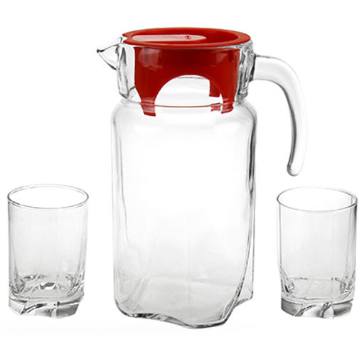 "Луна (Luna)" Набор для воды стеклянный 7 предметов: кувшин 1,7л, стакан 255мл - 6шт, цветная коробка, Pasabahce (Россия)