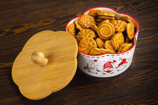 Банка д/печенья 14,8*14,8*11,5 см 760 мл Весёлые гномики с деревянной крышкой - Elan gallery фото 19