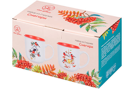 Набор 2 кружек 400 мл 12*9*10 см Снегири NEW BONE CHINA - Elan gallery фото 7