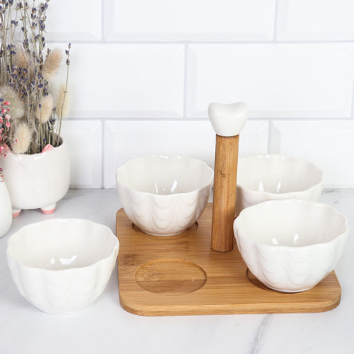 Менажница 4 штуки / JD7017 /уп 24/ на деревянной подставке - Галеонтрейд фото 3