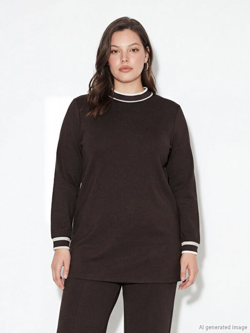 Dik Yaka Soft Touch Kad?n Sweatshirt Tunik