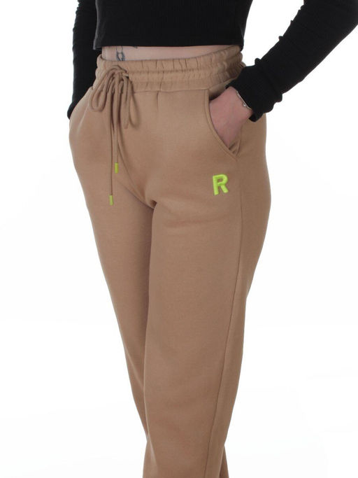 2617 BEIGE Брюки спортивные утепленные женские (85% хлопок, 10% полиэстер, 5% спандекс)