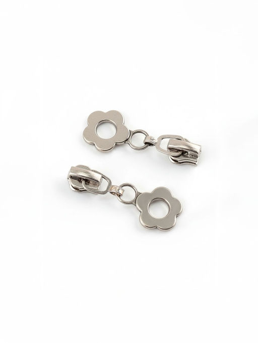 Цена за 2 шт. Бегунок для металлической молнии, №3, «Цветок», 10 шт., цвет никель