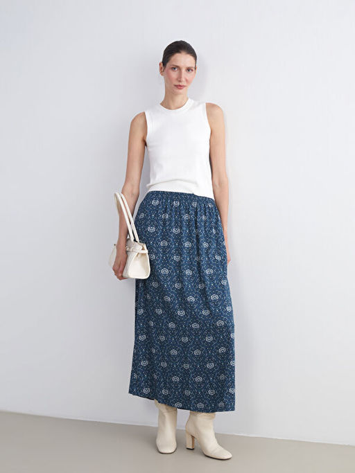 Beli Lastikli Desenli A Kesim Etek