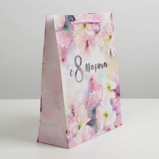 Цена за 2 шт. Пакет подарочный ламинированный, упаковка, С 8 марта, ML 21?25?8 см