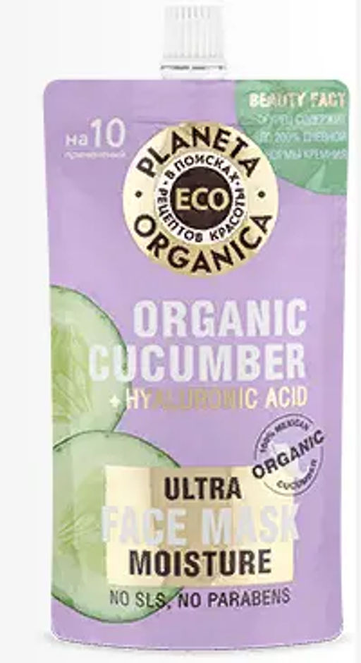 "PO" ECO Маска д/лица ORGANIC Cucumber (Огурец), Увлажняющая (100мл). 12