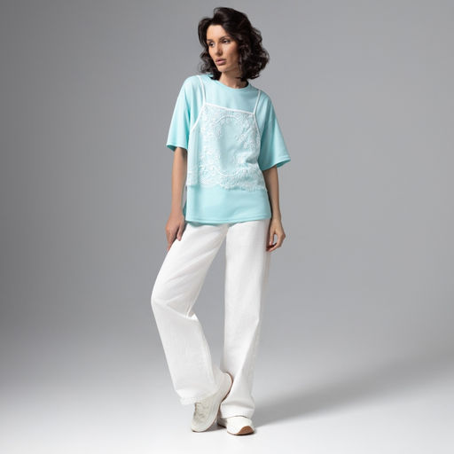 Футболка оверсайз, Модный тандем (мятный 2 в 1) - Charutti фото 4