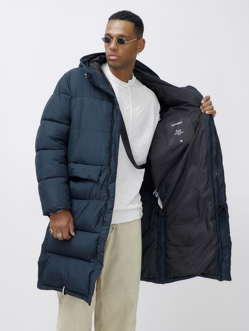 Парка MTFORCE мужская зимняя модная удлиненная спортивная темно-синего цвета 2416_1TS фото 16