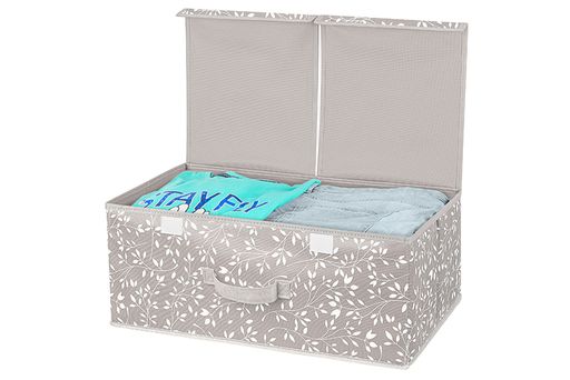 Короб складной для хранения 50*30*20 см Белая веточка на сером + 2 крышки на липучках + ручка - Elan gallery фото 8