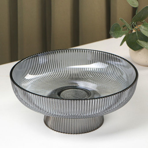 Ваза для фруктов «Камелия», 26×11 см, 2 л, стекло, серая