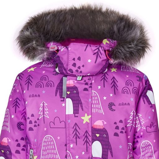 Зимний раздельный комбинезон для девочки FRANKY Сиреневый (пингвины)