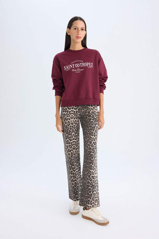 Толстовка обычного кроя с круглым вырезом и принтом - Defacto фото 2