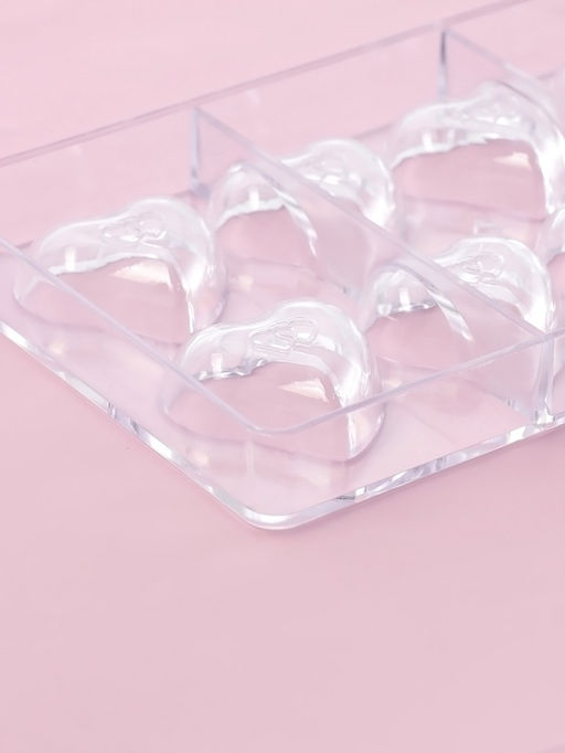 Форма для конфет и шоколада KONFINETTA Сердце, пластик, 20?12?2.5 см, 8 ячеек 4?4?1 см, прозрачная