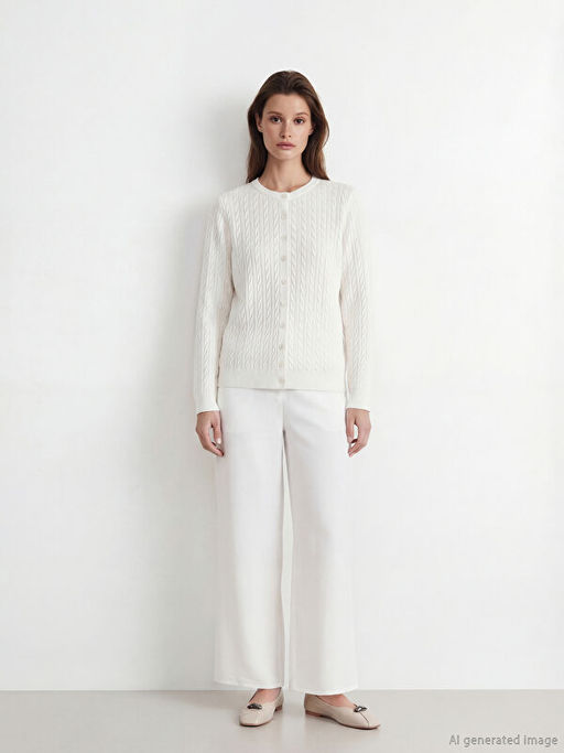 Bisiklet Yaka Kendinden Desenli Kad?n Triko H?rka