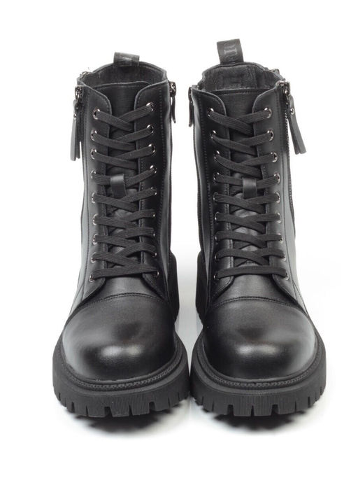 01-5275-1 BLACK Ботинки демисезонные женские (натуральная и искусственная кожа, байка)