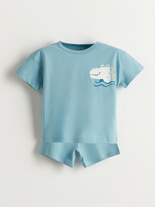 Dinozor Bask?l? Erkek Bebek Pijama Tak?m