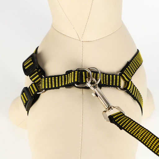 Комплект амуниции рельефный, поводок 120 х 1,5 см, ОГ 36-49 см, жёлто-чёрный - Пижон фото 4