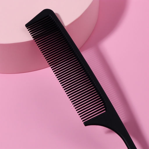 Расчёска антистатическая, 21×2.8(±1) см, с хвостиком, карбон, чёрная