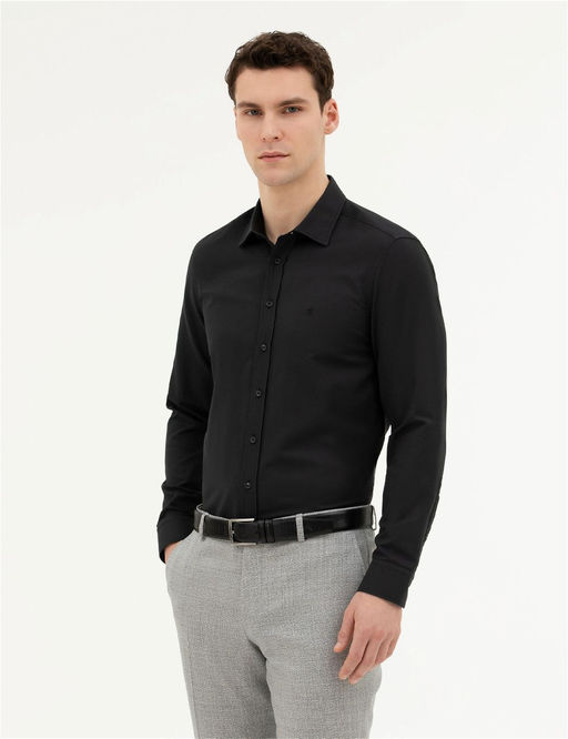 Siyah Slim Fit Uzun Kollu G_mlek