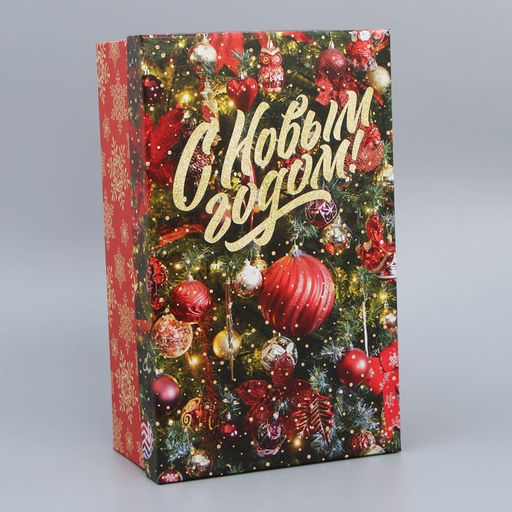 Коробка новогодняя подарочная «Ёлочные игрушки», 32.5×20×12.5 см