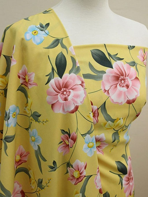 Штапель Цветущая долина цв.песочно-желтый, ш.1.45м, вискоза-100%, 100гр/м.кв - Купава фото 5