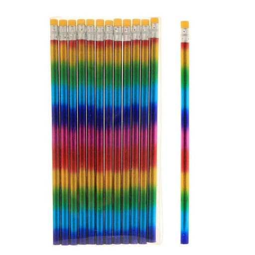 Цена за 12 шт. Карандаш чёрнографитный с ластиком Голограмма Calligrata, твёрдость НВ, МИКС  фото 3