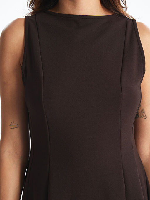 Bisiklet Yaka Peplum Mini Elbise