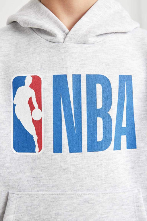 Толстая толстовка с капюшоном и надписью NBA для мальчиков - Defacto фото 5
