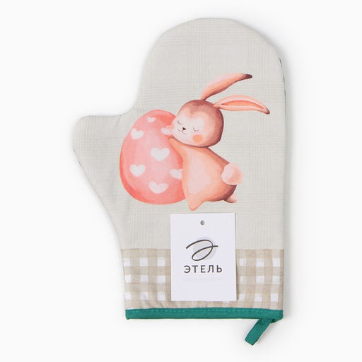 Варежка-прихватка Этель Пасхальный кролик 20х28см,саржа, 100% х/л, ватин 250г/м2  фото 4