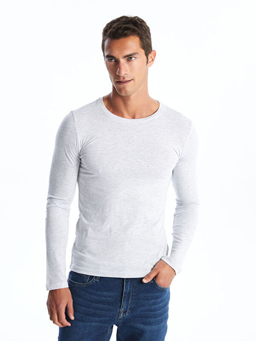 Bisiklet Yaka Uzun Kollu Erkek Ti??rt