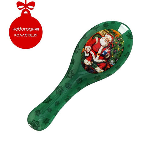 Подставка под ложку Доляна Счастливый Санта, 217.5 см, стекло, зелёная фото 3