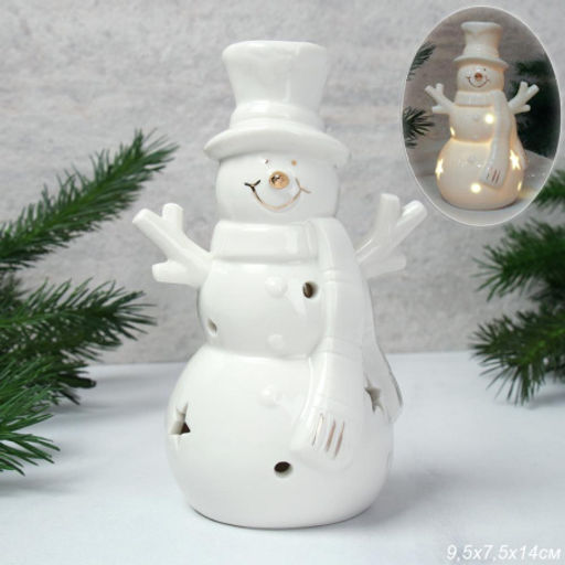 Цена за 1 шт. Фигурка Снеговик с подсветкой 14 см новогодний / YZ23673 /уп 96/LED - Галеонтрейд фото 6