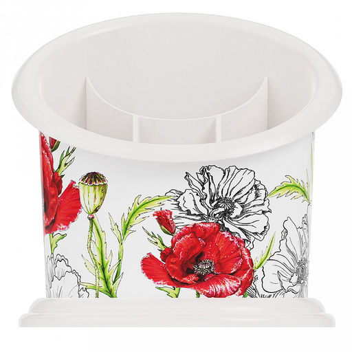 Подставка для столовых приборов пластмассовая Маки 16х13х16см, 4-хсекционная (Россия) - Домашняя Мода фото 2