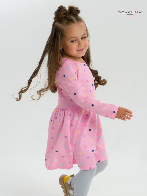 Платье Эля цветные сердечки на розовом - Sovalina фото 31