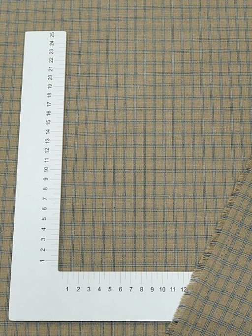 Пестрядь Клетка цв.кофейно-оливковый, ш.1.45м, хлопок-85%, п/э-15%, 150гр/м.кв - Купава фото 4